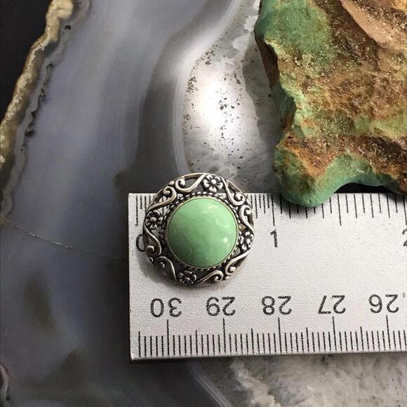 Carolyn Pollack Sterling Silver Round Green Turquoise Decorated ClipOn Earrings - Picture 10 of 10